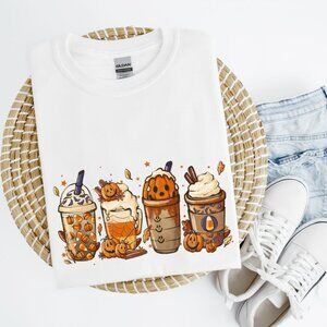 Halloween Latte Fall Coffee Lover Spooky Season Fan Gift Graphic T-Shirt 05